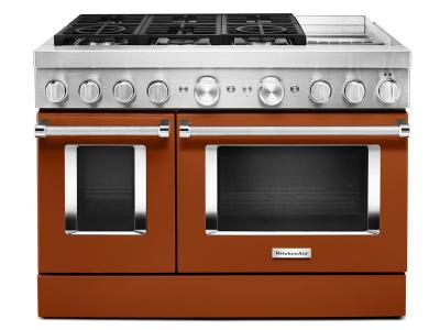 48" KitchenAid 6.3 Cu. Ft. Smart Commercial-Style Dual Fuel Range With Griddle In Scorched Orange - KFDC558JSC