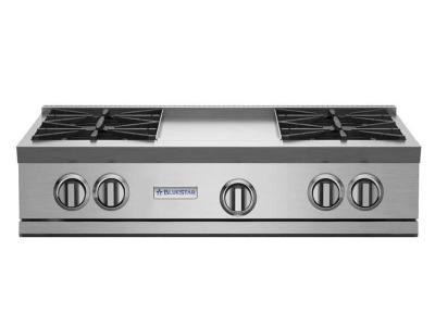 36" Blue Star RGTNB Series Gas Rangetop  with 12 Griddle in Natural Gas - RGTNB364GV2