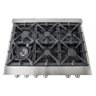 36" Forno Range Top Gas 304 Front, Zinc Alloy Knob Solid Brass in Stainless Steel -  FCTGS5714-36
