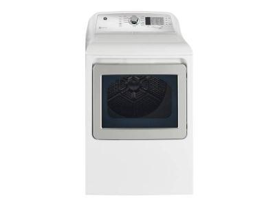 27" GE 7.4 Cu. Ft. Capacity Top Load Gas Dryer With SaniFresh Cycle In White  - GTD65GBMRWS
