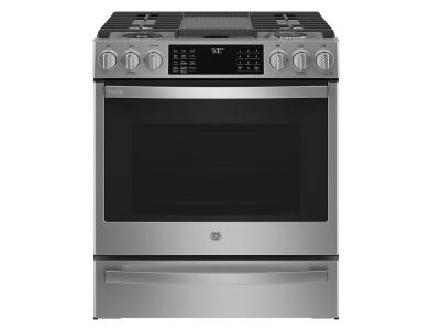 30" GE Profile 5.7 Cu. Ft. Dual Fuel Slide-in Range With Wifi In Stainless Steel - PC2S930YPFS