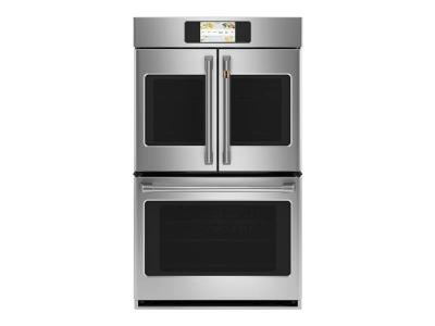 30" GE Café 10.0 Cu. Ft. Built In French Door Double Convection Wall Oven In Stainless Steel - CTD90FP2NS1