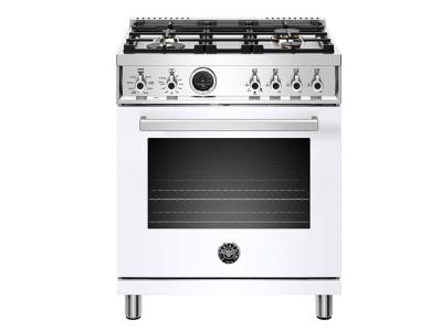 30" Bertazzoni Dual Fuel Range 4 Brass Burner Electric Self-Clean Oven - PROF304DFSBIT