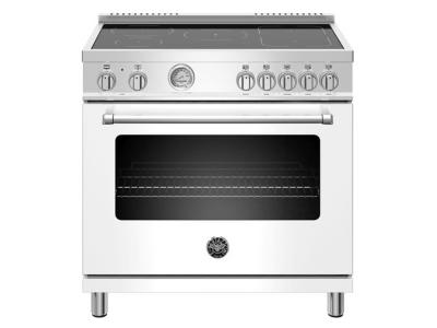 36" Bertazzoni Master Series Induction Range With 5 Heating Zones And Electric Oven In Matte White - MAST365INMBIE