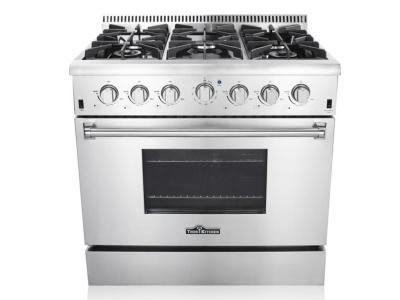 36" ThorKitchen 5.2 Cu. Ft. Pro-style 6 Stainless Steel Burner Gas Range - HRG3618U