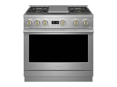 36" Monogram 6.2 Cu. Ft.  Gas Professional Range With 4 Burners and Griddle - ZGP364NDTSS
