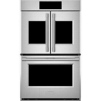 30" Monogram 10 Cu. Ft. French-Door Electric Convection Double Wall Oven in Stainless Steel - ZTDX1FPSNSS