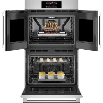 30" Monogram 10 Cu. Ft. French-Door Electric Convection Double Wall Oven in Stainless Steel - ZTDX1FPSNSS