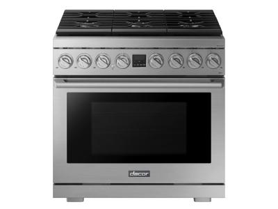 36" Dacor Transitional Style Freestanding Dual Fuel Range With 6 Burners - DOP36P86DLS