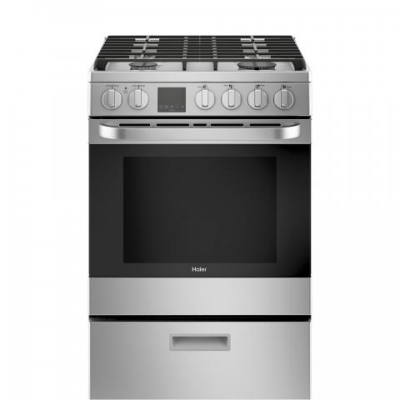 24" Haier Gas Freestanding Range with Storage Drawer in Stainless Steel - QCGAS740RMSS