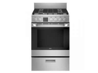 24" Haier Gas Freestanding Range with Storage Drawer in Stainless Steel - QCGAS740RMSS