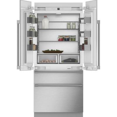 36" Monogram Integrated French-Door Refrigerator with Dual Evaporators and Door Alarm- ZIP364NBVII