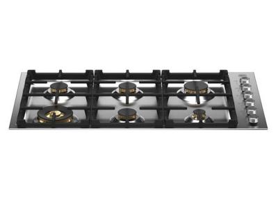 36" Bertazzoni Drop-in Gas Cooktop with 6 Brass Burners - PROF366QBXT