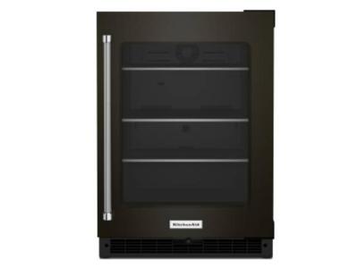 24" KitchenAid Undercounter Refrigerator with Glass Door and Shelves with Metallic Accents - KURR314KBS