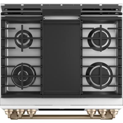 30" Café 5.7 Cu. Ft. Slide In Front Control Dual Fuel Convection Range With Warming Drawer - CC2S900P4MW2