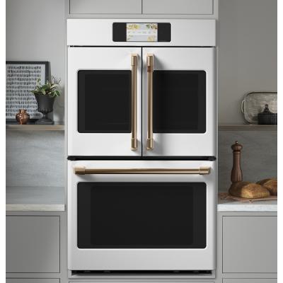 30" Café 10 Cu. Ft. Built In French Door Double Convection Wall Oven In Matte White - CTD90FP4NW2