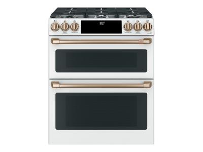 30" Café Slide-In Front-Control Double-Oven Range with Convection in Matte White - CC2S950P4MW2