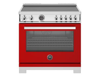 36" Bertazzoni Professional Series Induction Range With 5 Heating Zones In Red - PRO365ICFEPROT