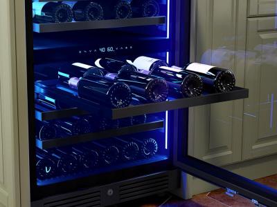 24" Zephyr 5.2 Cu. Ft. Dual Zone Wine Cooler in Black Stainless Glass - PRW24C02CBSG
