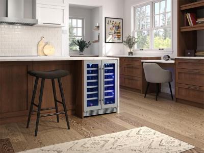 24" Zephyr 5.2 Cu. Ft. French Door Dual Zone Wine Cooler with Stainless Steel Glass - PRW24C32CG