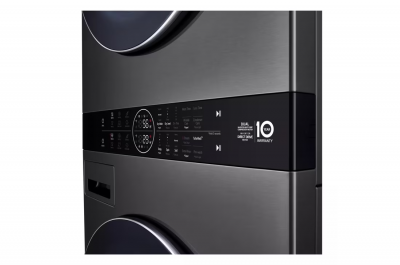 27" LG Single Unit WashTower with 5 Cu. Ft. Washer and 7.8 Cu. Ft. Dryer with Center Control in Black Steel - WKHC252HBA