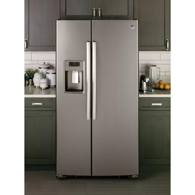 33" GE 23.2 Cu. Ft. Side-By-Side Refrigerator In Slate - GSS23GMKES