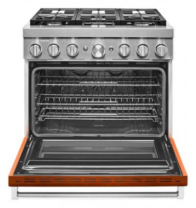 36" KitchenAid 5.1 Cu. Ft. Smart Commercial-Style Dual Fuel Range With 6 Burners In Scorched Orange - KFDC506JSC